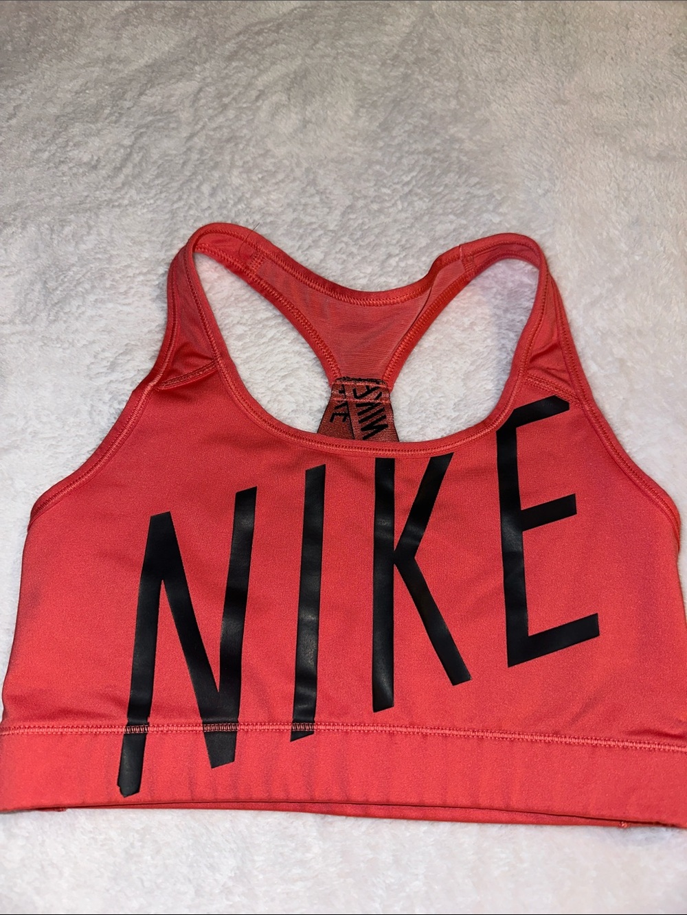 Nike Coral Racerback Logo Sports Bra